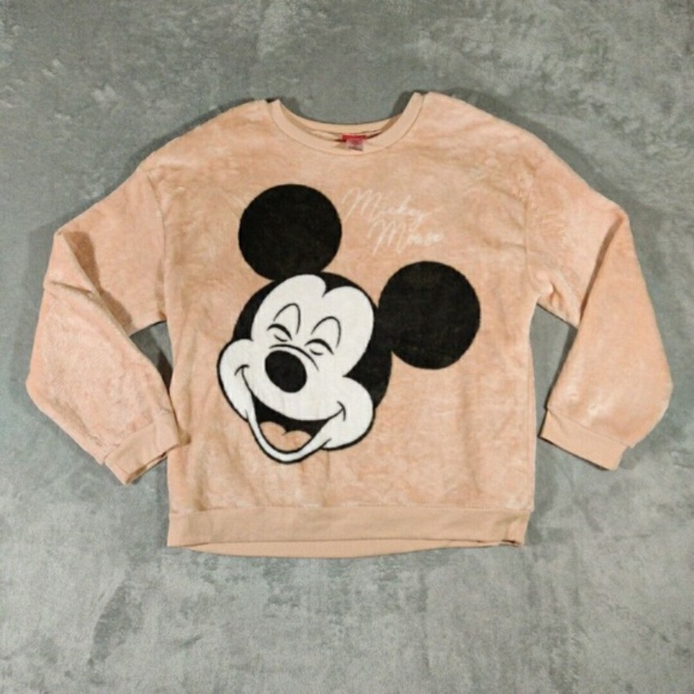 Disney Sweatshirt Womens XXXL Mickey Mouse Big‎ Face Fleece Pullover Crewneck